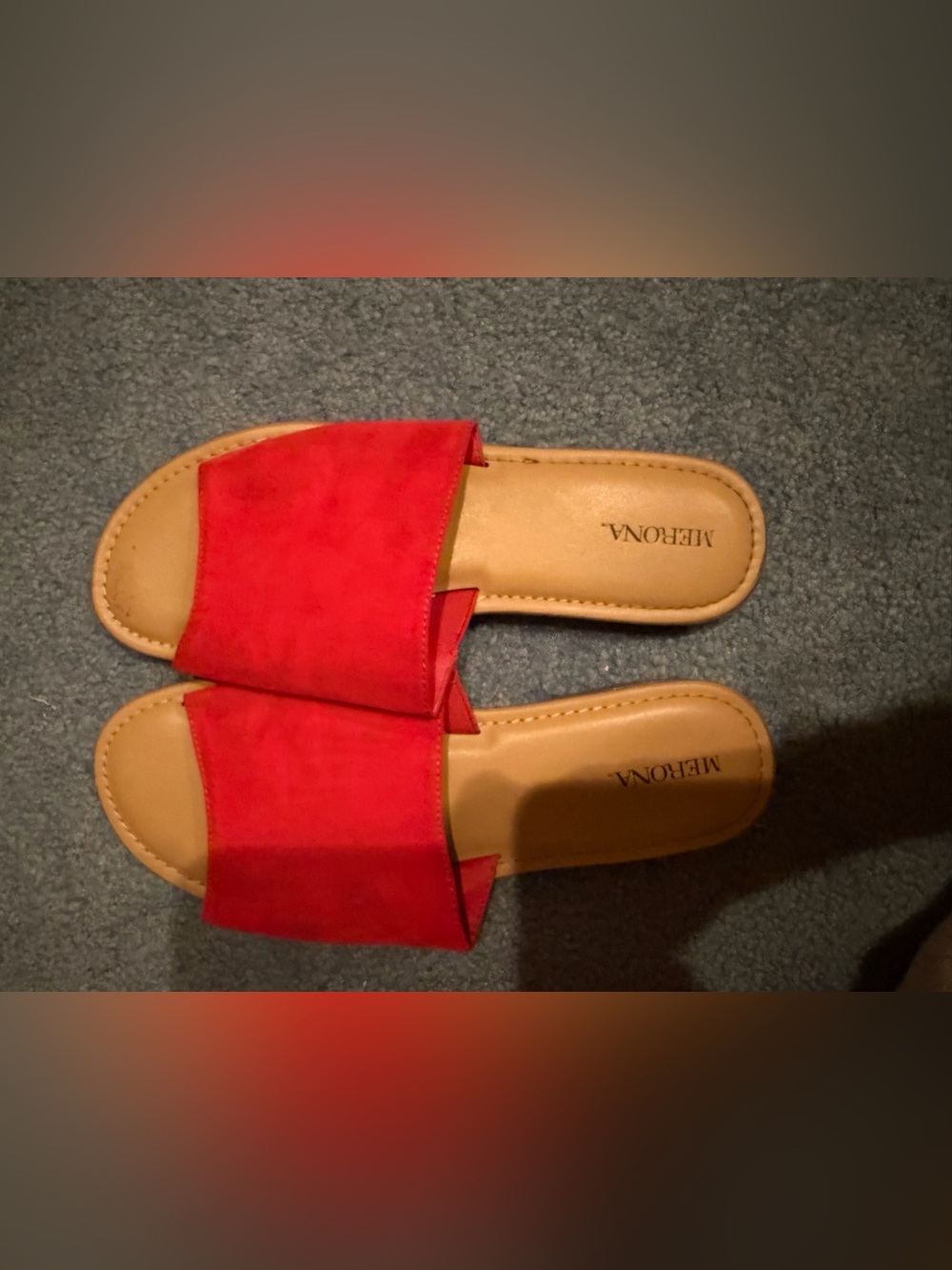 Red Suede Slide Sandals for Women